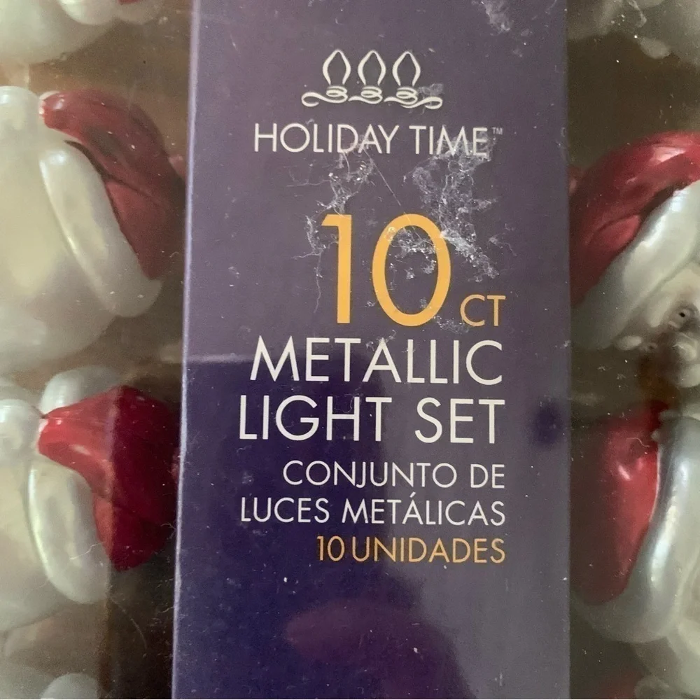 Holiday Time Indoor Outdoor Santa Metallic String Lights 10 ct New